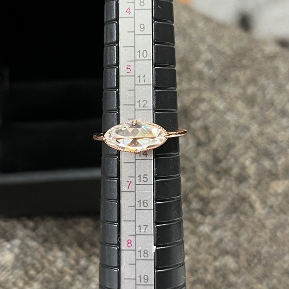 Rose Gold Plated Rose Cut Moissanite ring size 6 east to west style - Picture 6 of 16